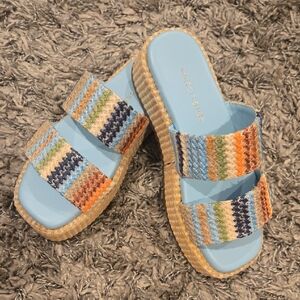 Marc Fisher Multicolor Woven Platform Sandals